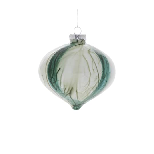 Melrose White & Green Glass Ornament Set